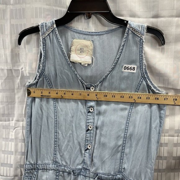 Hei Hei  Women OVERALL Pants Size SP Color Blue LIGHT WASH - Picture 4 of 12